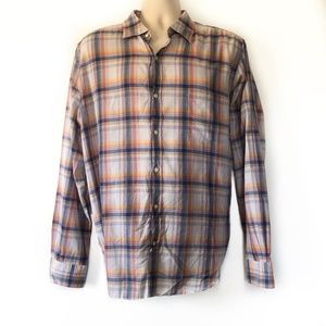 Vince Shadow Plaid Shirt Long Sleeve Button Front